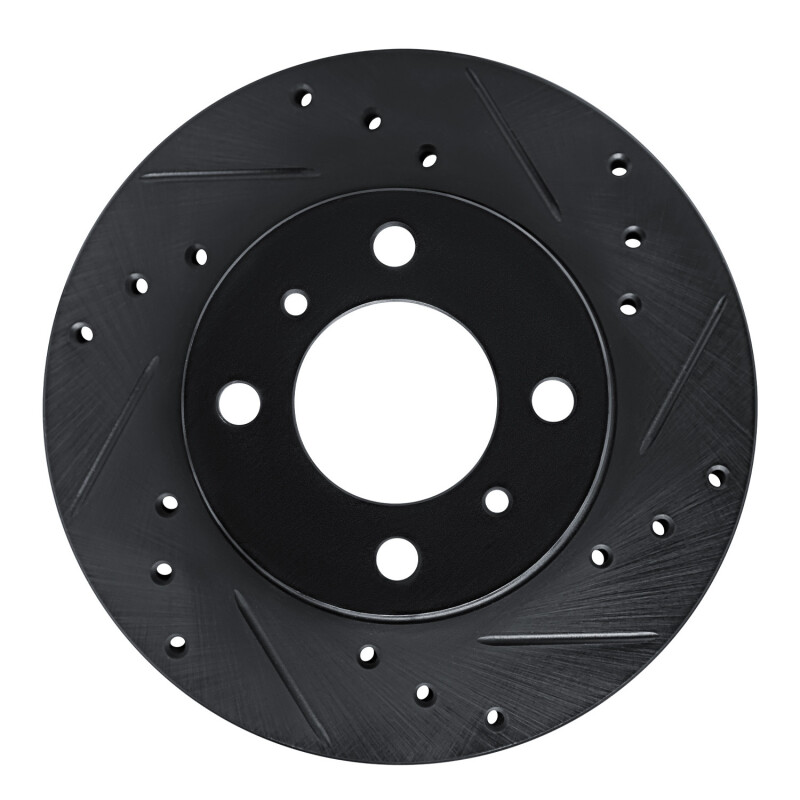 Dodge Colt Brake Rotor (1) - Front Right - R1 Concepts - Drilled & Slotted - Black - `92-`00